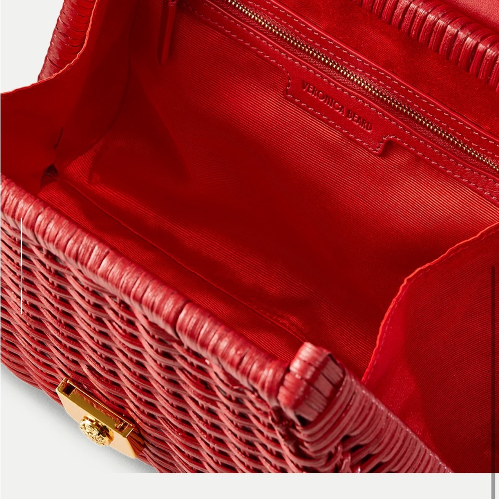 Veronica Beard Red Woven Top-Handle Satchel - Picture 3 of 7